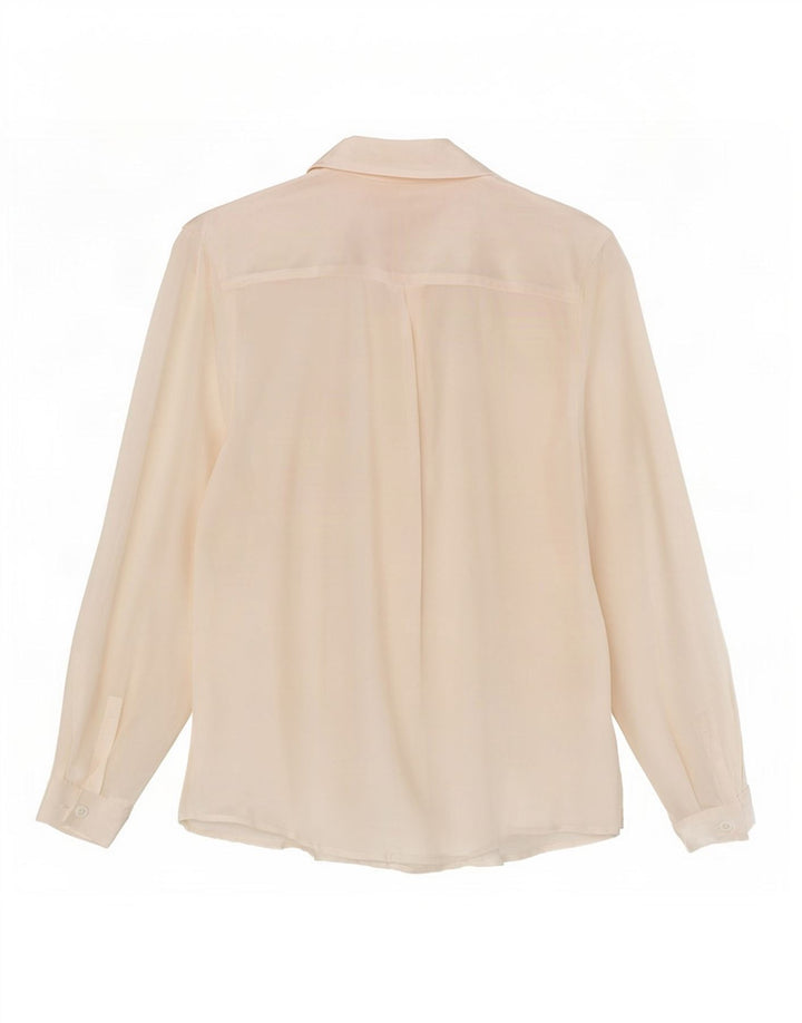 vintage Femme Chemise Blouse UK 12 Moyen Off White Soie