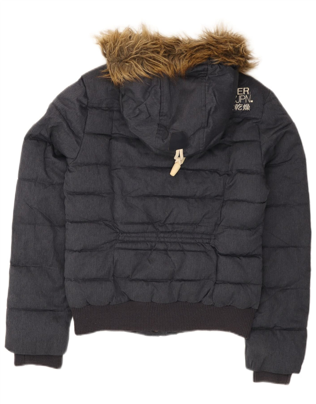 Superdry Veste matelassée à capuche pour femme UK 10 Small Gris Polyester