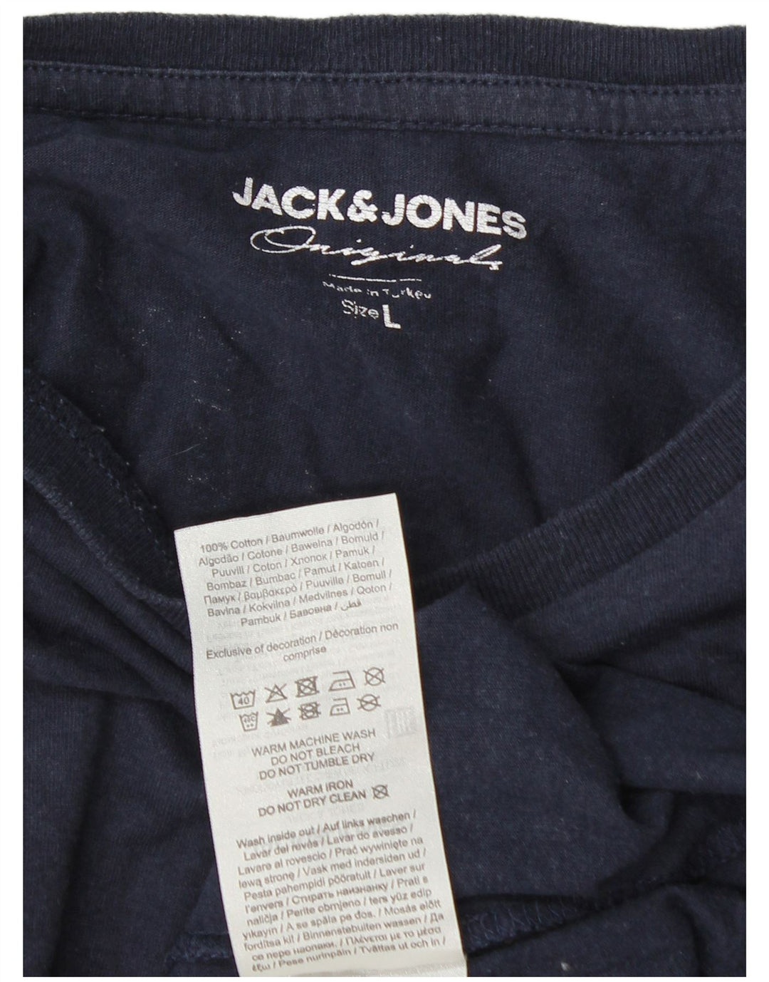 Jack & Jones Haut graphique à manches longues pour hommes en coton bleu marine grand