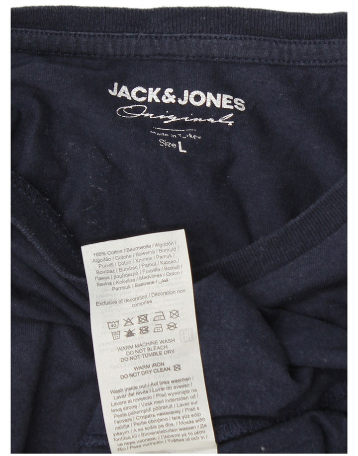 Jack & Jones Haut graphique à manches longues pour hommes en coton bleu marine grand