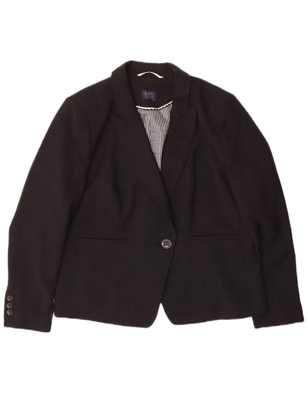 Marks & Spencer Veste blazer 1 bouton pour femme UK 20 2XL Noir Polyester