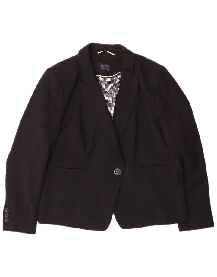 Marks & Spencer Veste blazer 1 bouton pour femme UK 20 2XL Noir Polyester