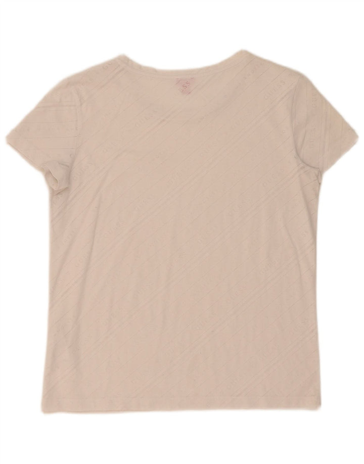 Guess T-shirt graphique pour femme UK 10 Small Blanc cassé