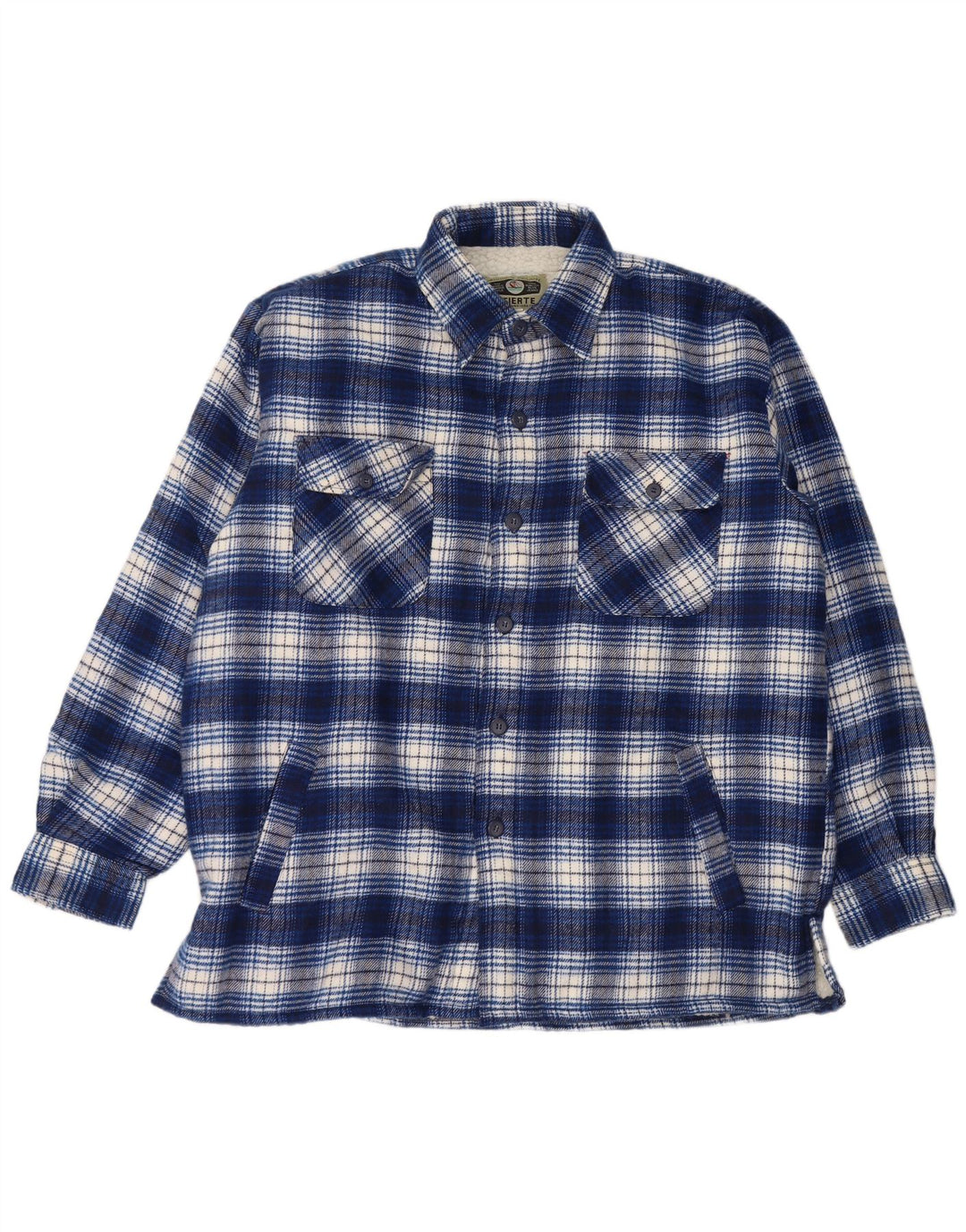 vintage Mens Lumberjack Flanelle Chemise Grand Bleu Check Acrylique