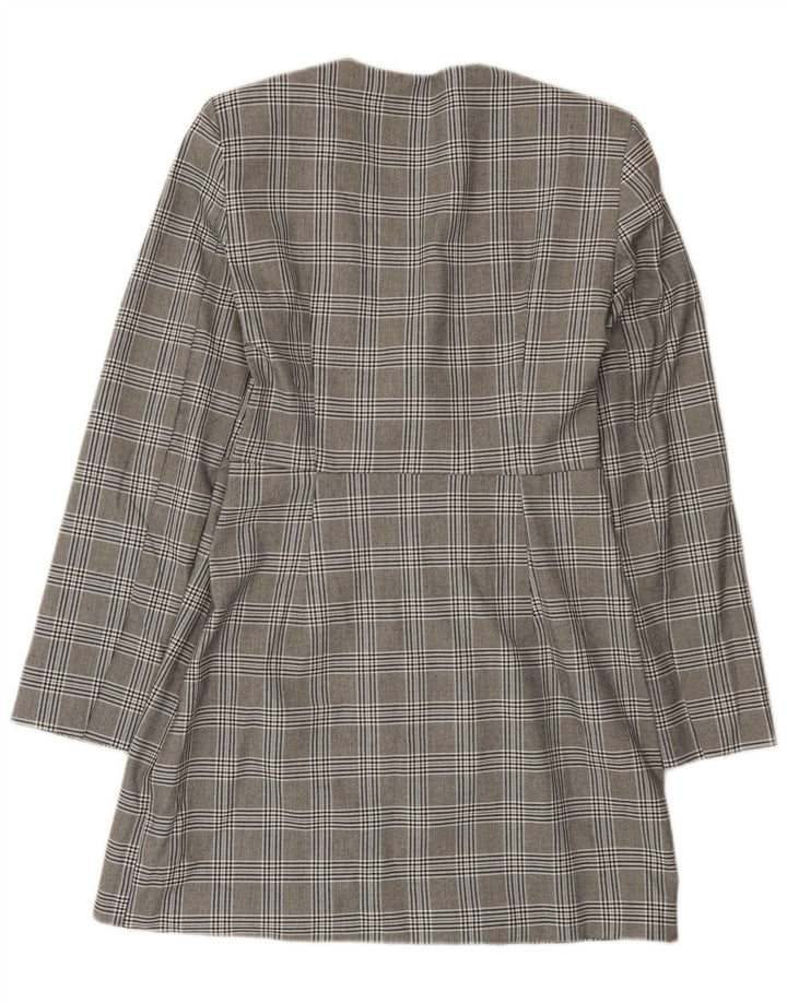 Zara Robe fourreau pour femme UK 44 Grand pied-de-poule gris en polyester