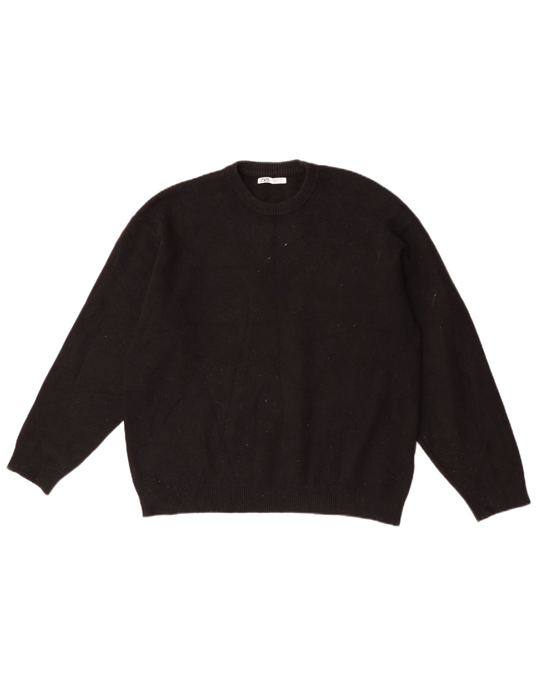 Zara Pull Col Rond Homme Noir Moyen Viscose