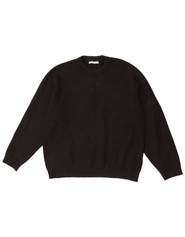 Zara Pull Col Rond Homme Noir Moyen Viscose
