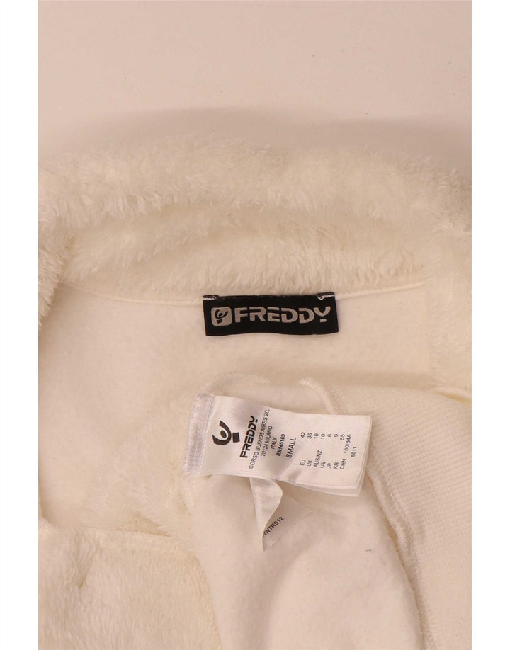Freddy Femmes Graphique Surdimensionné Survêtement Top Veste UK 10 Petit Blanc