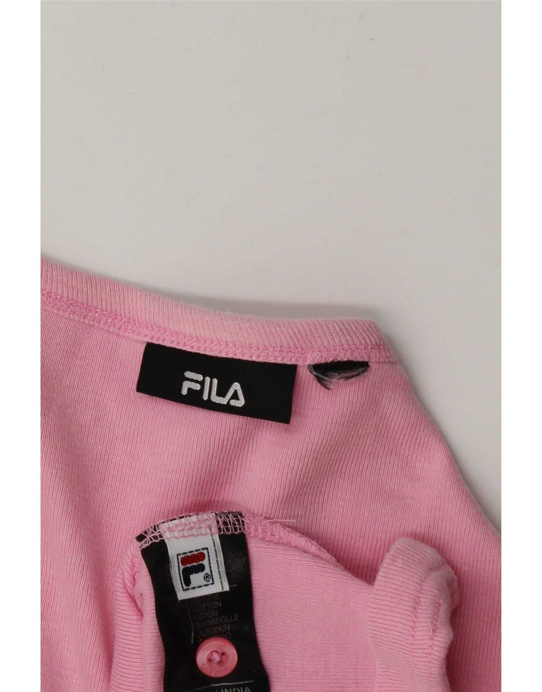 Fila T-Shirt Femme Top UK 14 Coton Rose Moyen