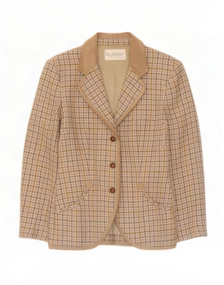 Byblos Veste blazer à 3 boutons pour femme IT 42 Beige moyen à carreaux