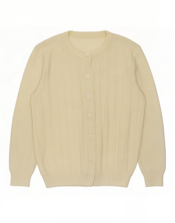 vintage Femme Cardigan Pull UK 16 Grand Blanc Cassé