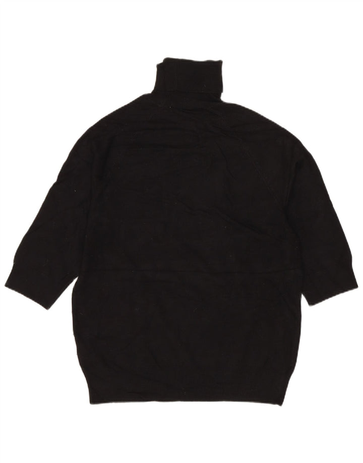 ZARA Pull à manches 3/4 et col roulé pour femme UK 12 Medium Noir Viscose