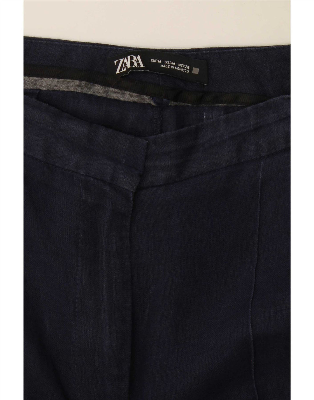 Zara Pantalon Chino Droit Femme Moyen W30 L31 Bleu Marine