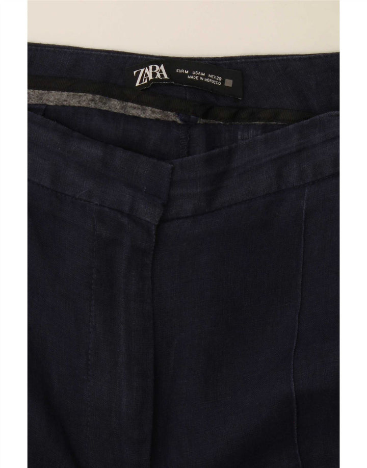 Zara Pantalon Chino Droit Femme Moyen W30 L31 Bleu Marine