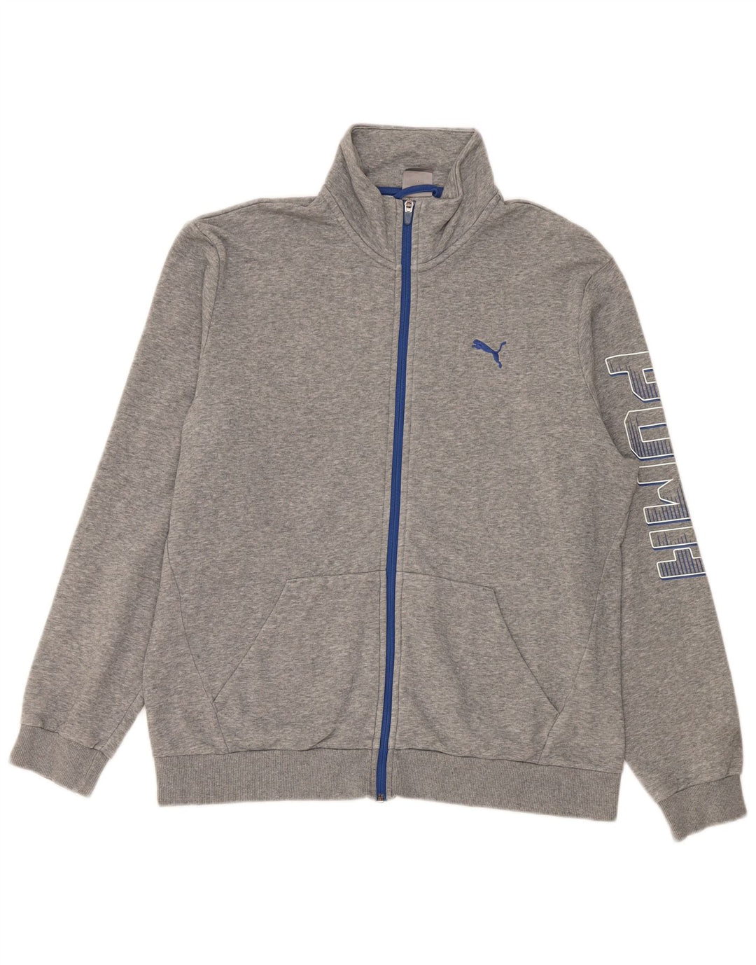 Puma Veste de survêtement graphique pour homme, grand, gris, coton moucheté