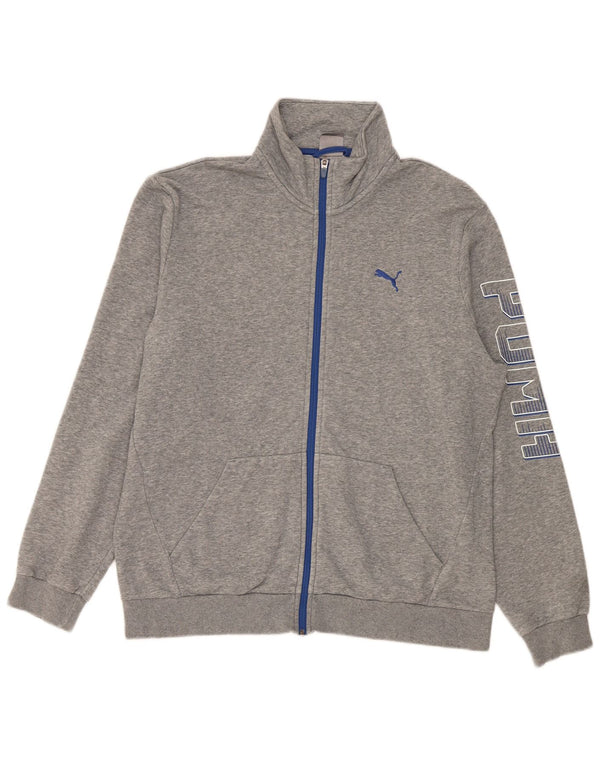 Puma Veste de survêtement graphique pour homme, grand, gris, coton moucheté