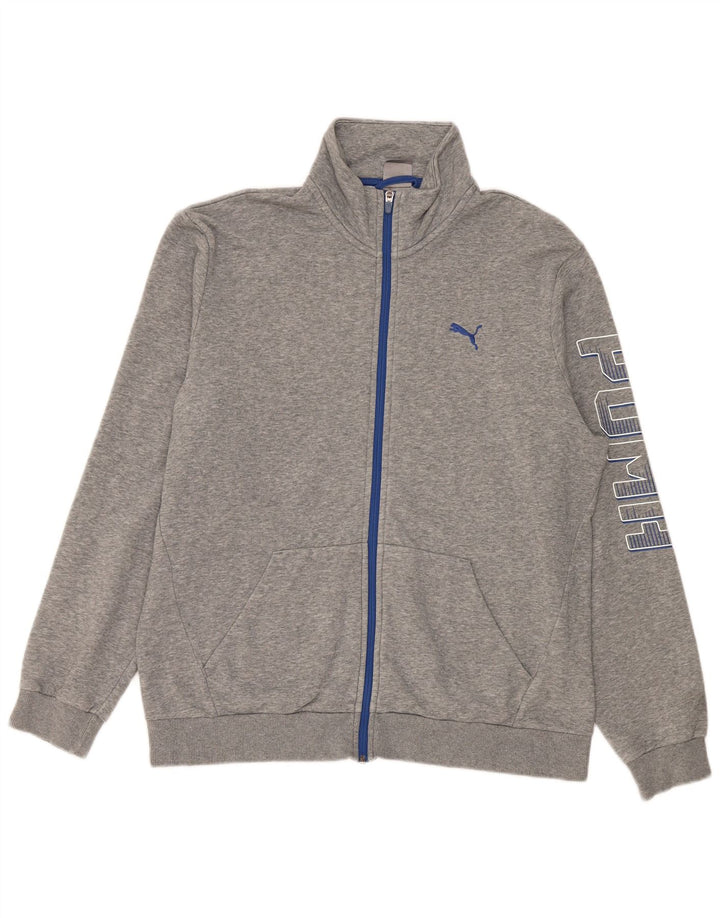 Puma Veste de survêtement graphique pour homme, grand, gris, coton moucheté