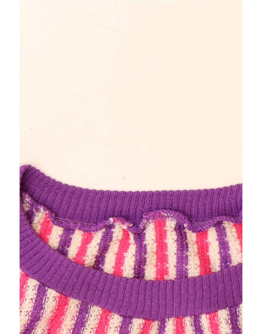 VINTAGE Femme Col Bateau Pull Pull UK 14 Grand Rayé Multicolore