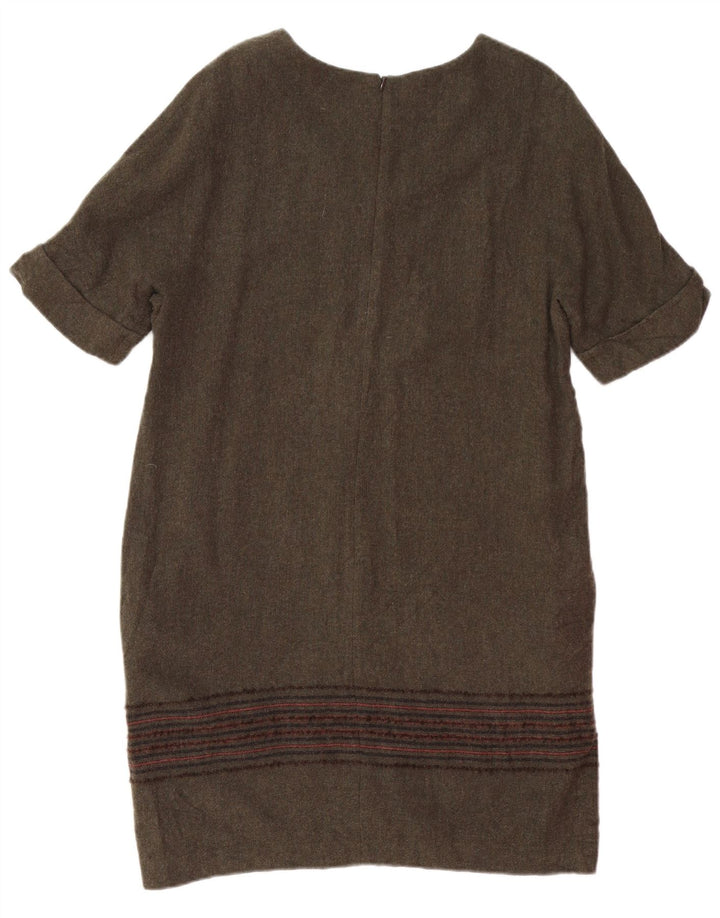 MASSIMO DUTTI Robe droite pour femme UK 14 Grande laine rayée kaki