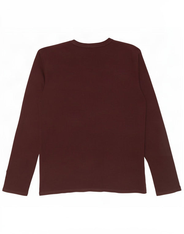 Benetton Haut graphique à manches longues pour femme UK 18 XL Marron Coton