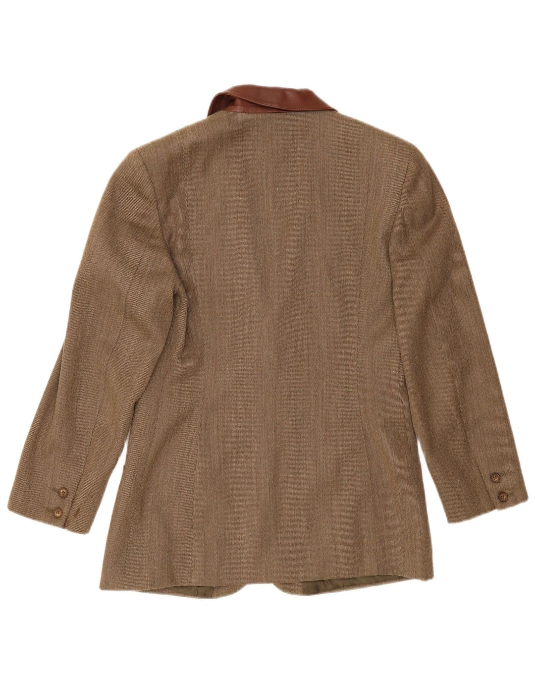 vintage Femme 2 Bouton Blazer Veste UK 14 Moyen Kaki Chevrons