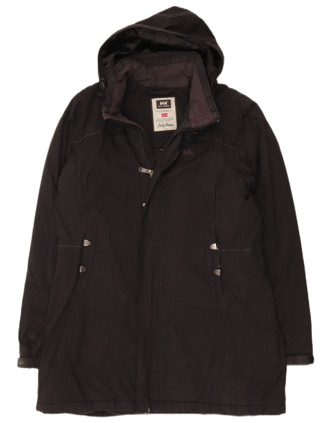 HELLY HANSEN Manteau coupe-vent à capuche pour femme UK 16 Large Noir Polyamide