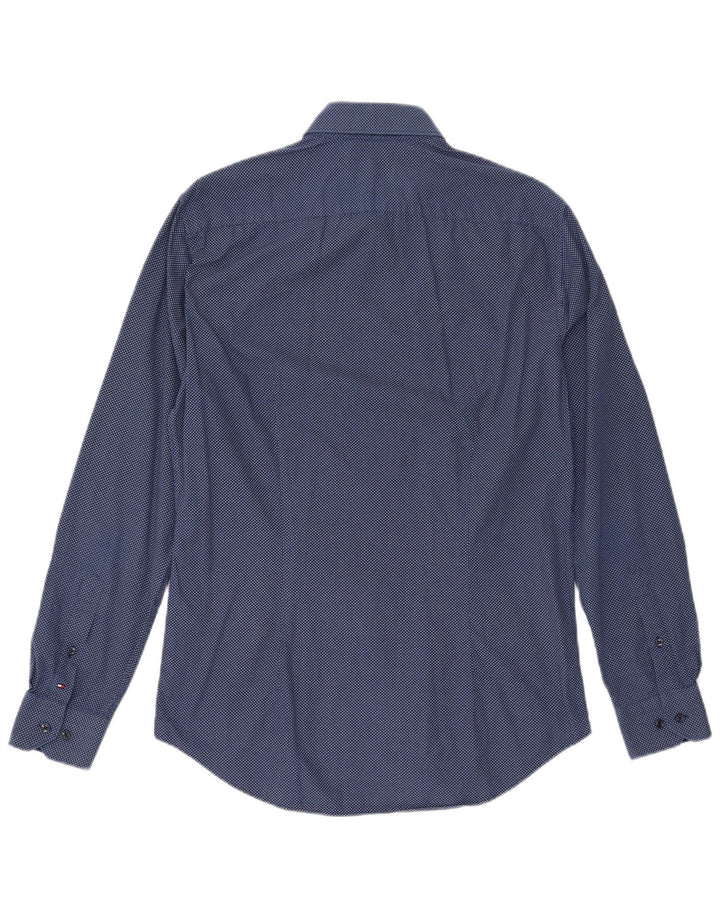 TOMMY HILFIGER Chemise à motif abstrait pour homme Taille 15 1/2 39 Bleu marine moyen