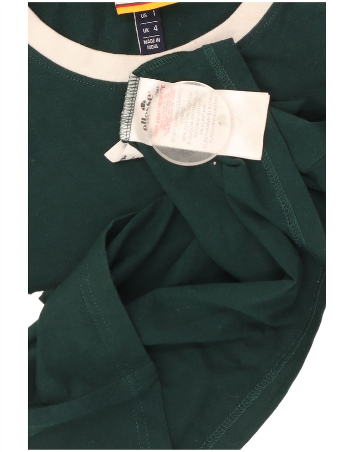 ELLESSE T-shirt court graphique pour femme UK 4 XS Vert Coton