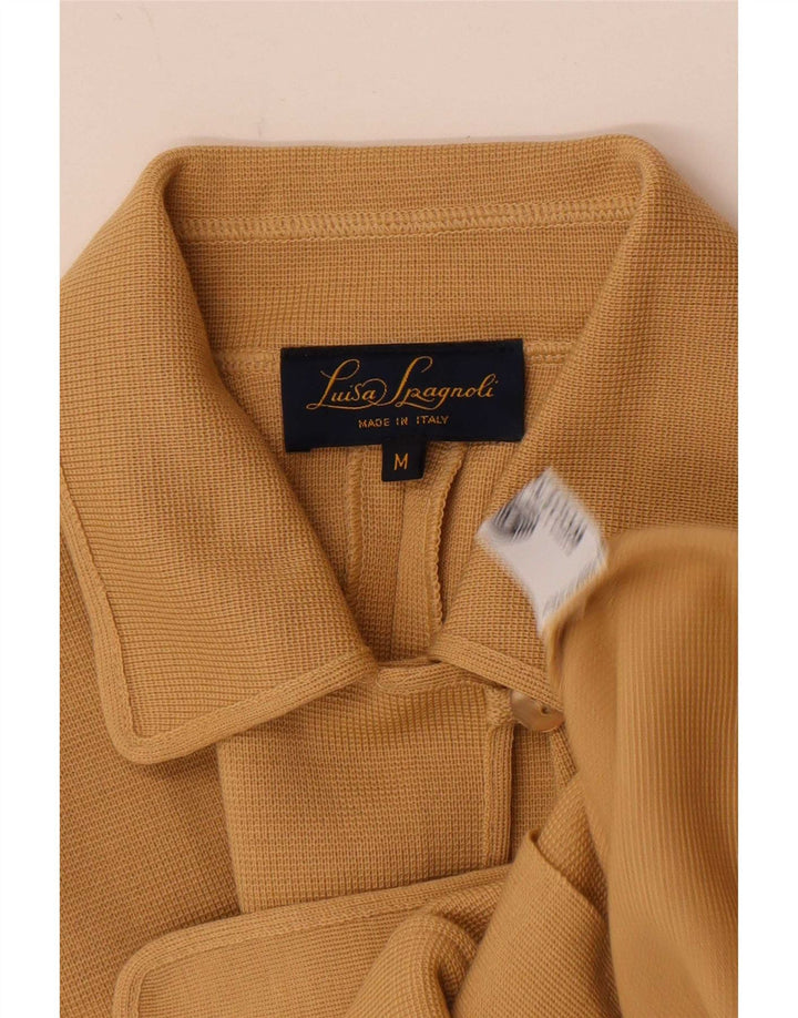 Luisa Spagnoli Pull Cardigan Femme UK 14 Laine Beige Moyen