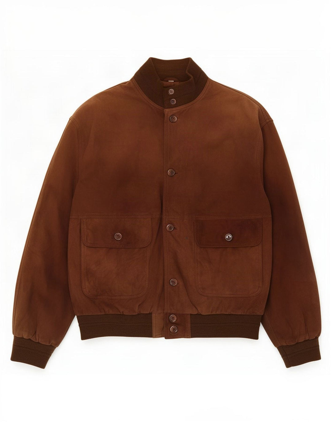 Veste Bomber En Daim Vintage Homme IT 52 XL Cuir Marron