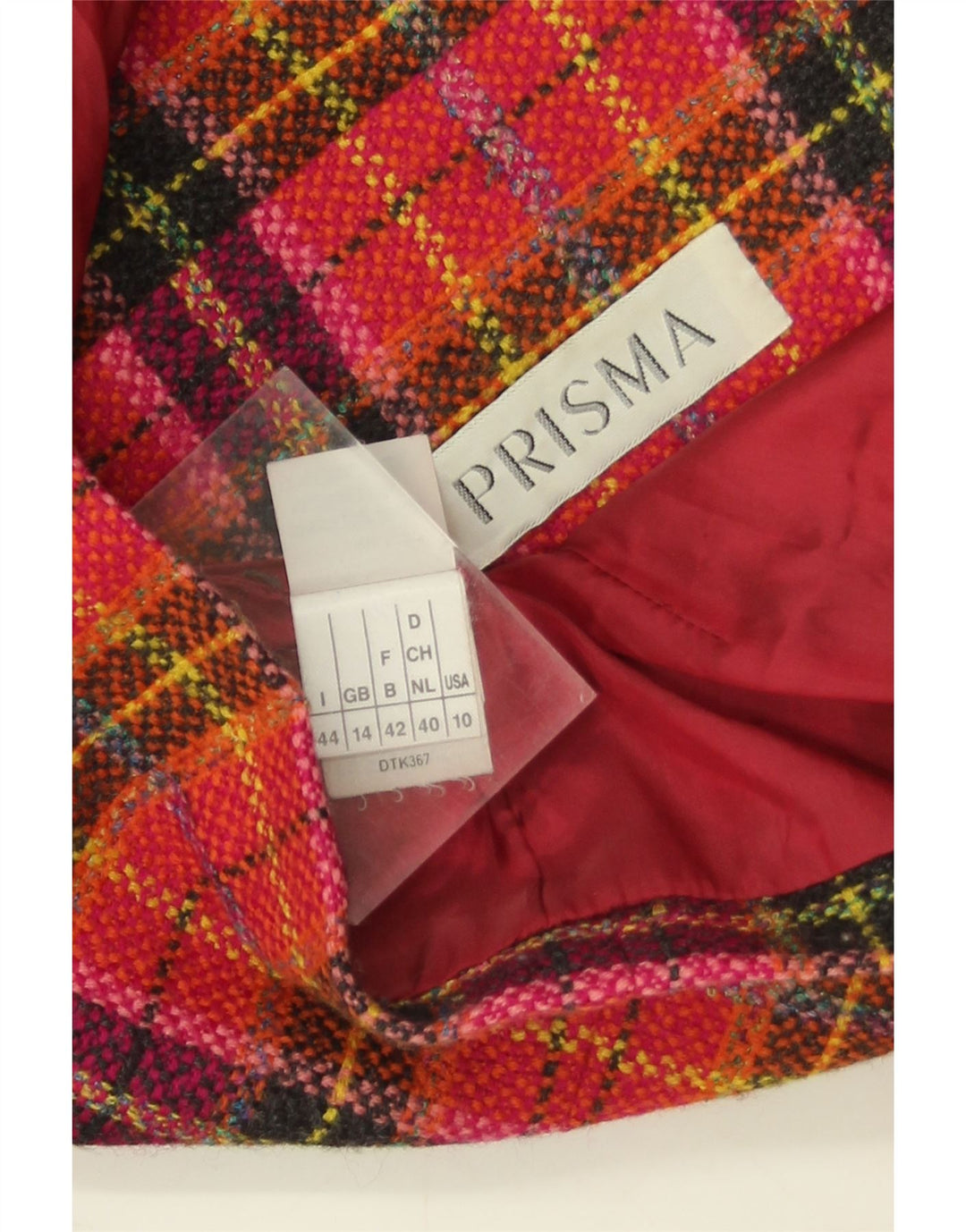 Prisma Veste blazer à 5 boutons pour femme UK 14 en laine à carreaux rouges