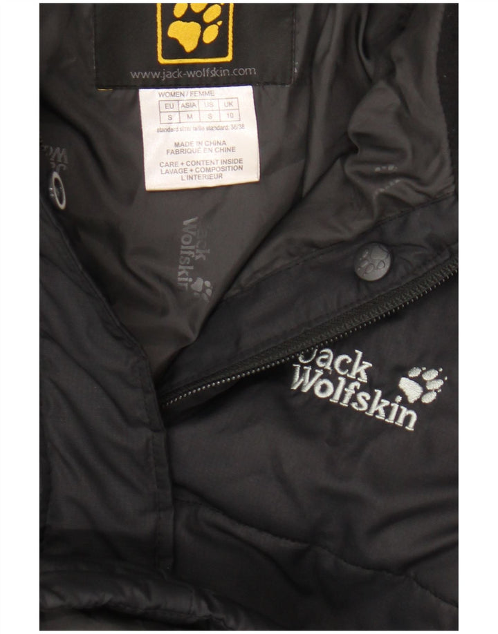 Jack Wolfskin Manteau rembourré à capuche pour femme UK 10 Petit Noir Polyester