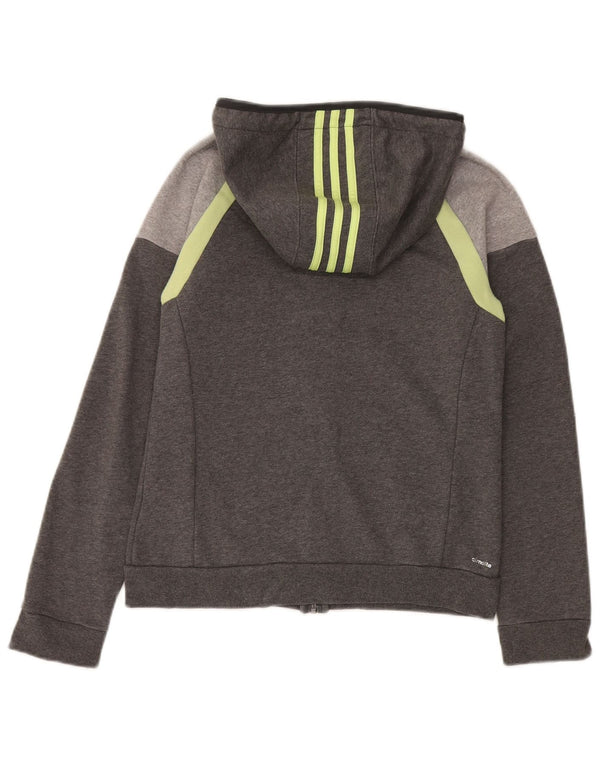 Adidas Pull à capuche zippé pour femme UK 8/10 Petit Gris Colorblock Coton