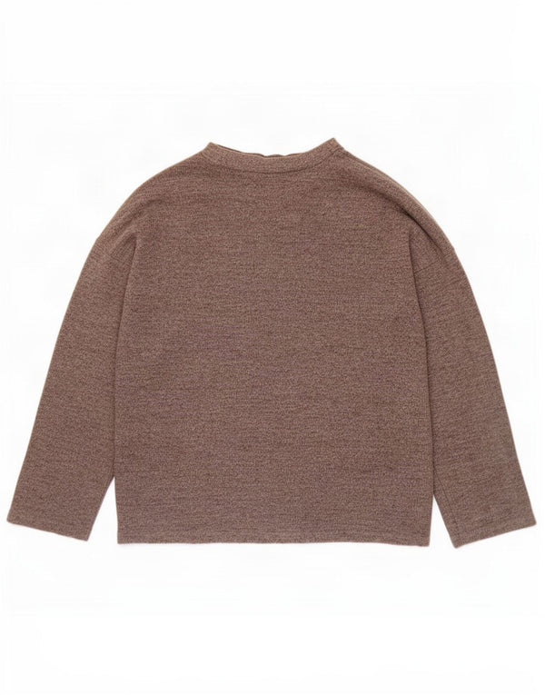 Zara Pull surdimensionné à col rond pour femme UK 10 Petit Gris Polyester