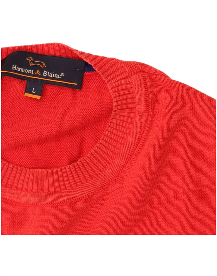 HARMONT & BLAINE Pull à col rond pour homme en coton rouge
