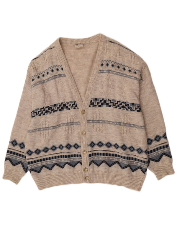 Angelo Litrico Pull Cardigan Homme 3XL Beige Géométrique Acrylique