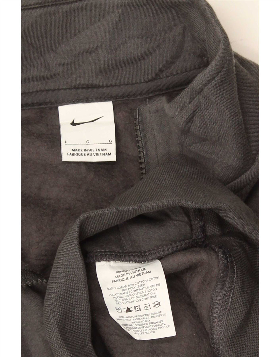 Nike Sweat-shirt à col zippé pour homme en coton gris Taille L