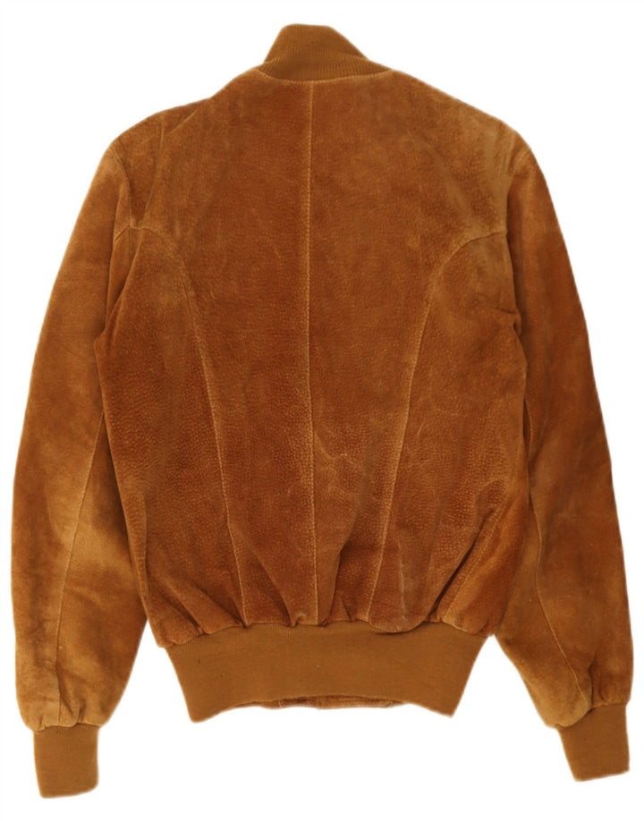 veste bomber en daim femme vintage UK 10 Petit Brun