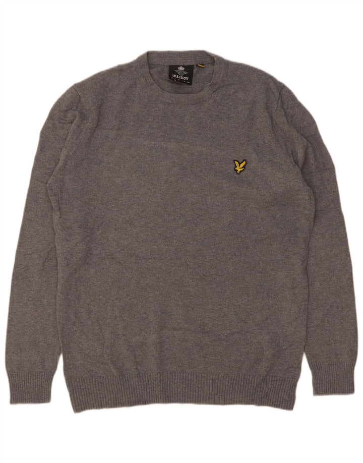 Lyle & Scott Pull à col rond pour homme Petit gris chiné en coton
