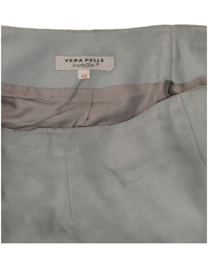 jupe en cuir femme vintage IT 42 Medium W27 Cuir Bleu