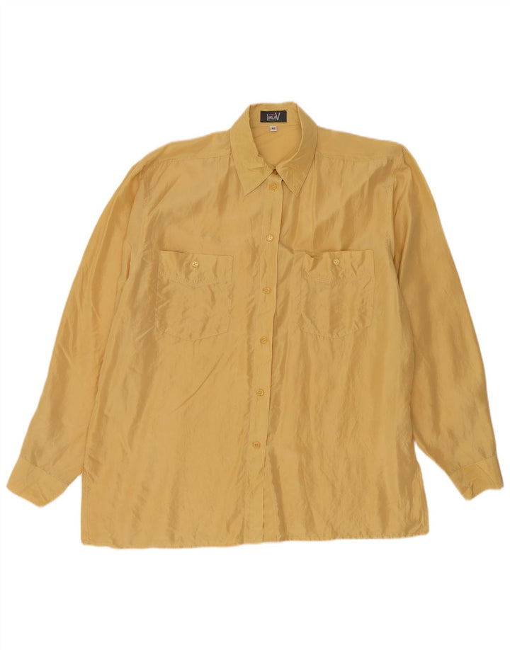 LINEAV Chemisier surdimensionné pour femme EU 40 en soie jaune moyen