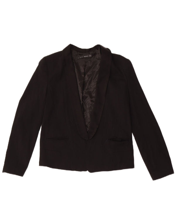 Zara Veste Blazer Ouverte Femme UK 10 Petit Noir