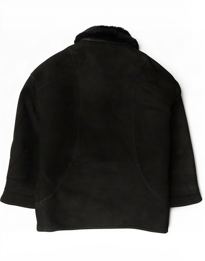 Vintage Womens Shearling Jacket IT 50 2XL Noir