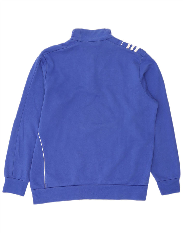Adidas Sweat-shirt à col zippé pour homme en coton bleu Taille L