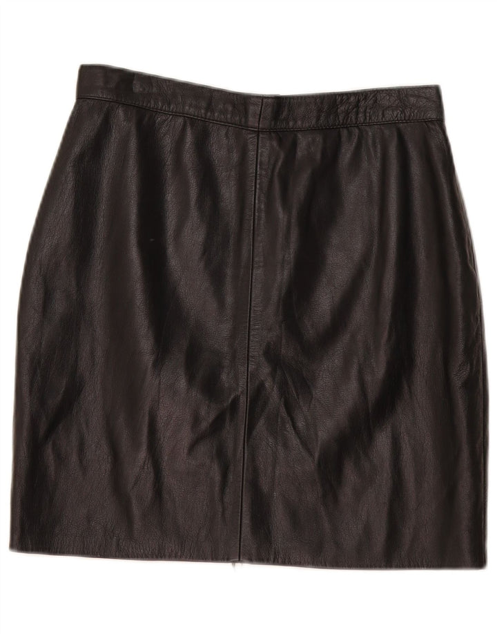 vintage Femme Mini Jupe En Cuir W30 Moyen Noir