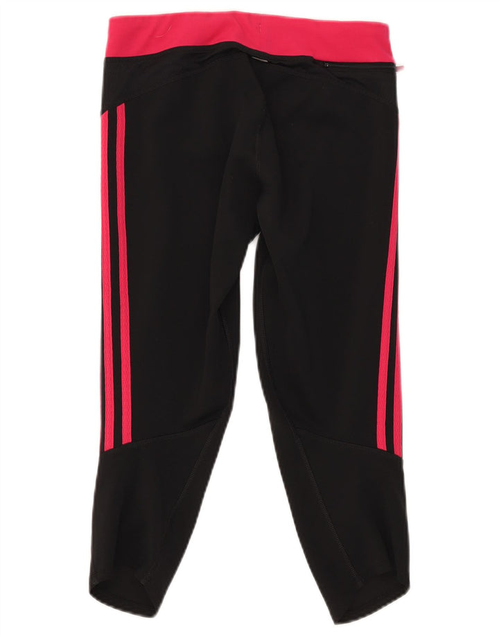 Adidas Legging Capri Femme UK 12 Polyester Colorblock Noir Moyen