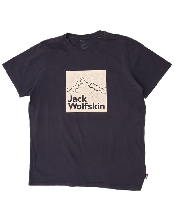 Jack Wolfskin T-Shirt graphique coupe régulière pour hommes, haut 2XL en coton bleu marine