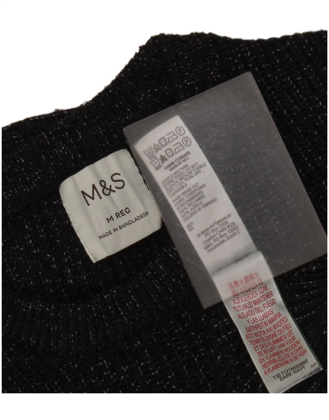 Marks & Spencer Pull à col rond pour homme Bleu marine moucheté