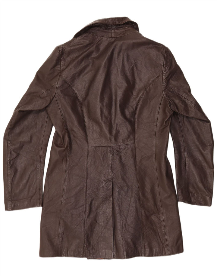 VINTAGE Manteau en Cuir Femme IT 50 XL Marron