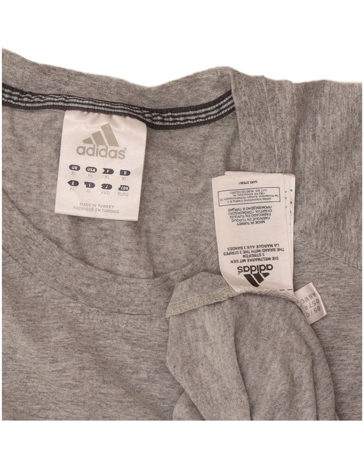 ADIDAS T-Shirt Graphique Homme Top XL Gris Moucheté Coton